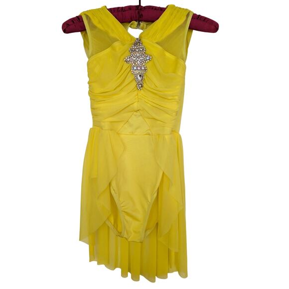 Weissman Lyrical Dance Ice Skating Costume Yellow MC - Picture 1 of 11